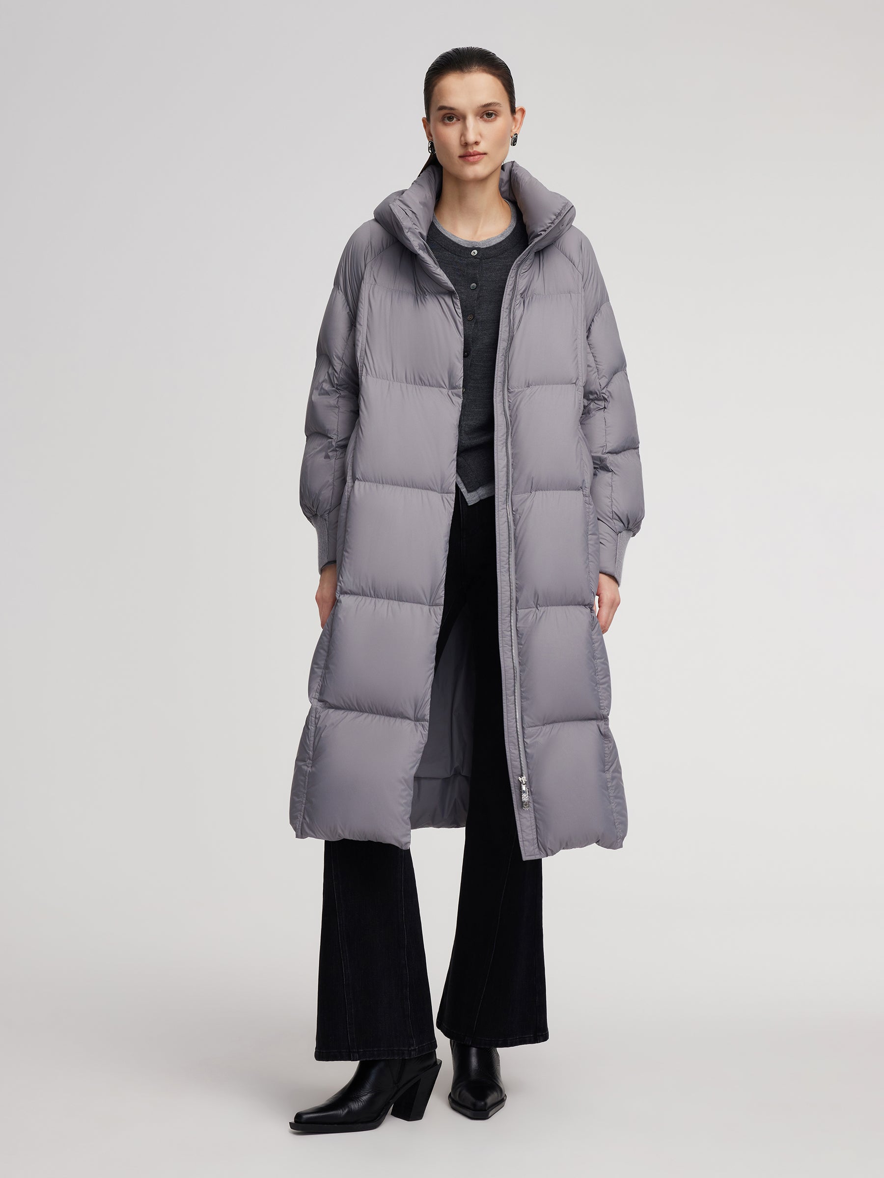 Lightweight Windproof Hooded Long Goose Down Coat GOELIA