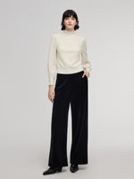 Tencel Wool Blend Ruffle Neck Women Sweater GOELIA