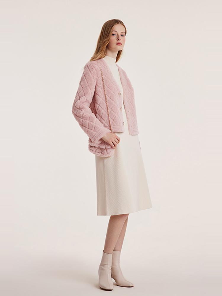 Pink Velour Short Coat With Bag GOELIA