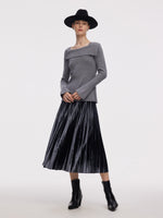 Knit Top And Pleated Skirt Two-Piece Set GOELIA