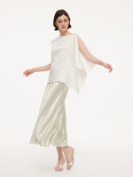 22MM Mulberry Silk Women Asymmetric Draped Blouse GOELIA