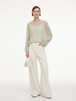 Cashmere Mulberry Silk Blend Boat Neck Women Knit Top GOELIA