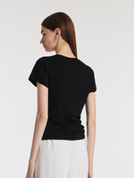 Acetate Waist Twist Asymmetric Hem Women Knit Top GOELIA