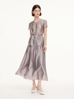 Acetate Blend Beaded V-Neck Blouse And Skirt Two-Piece Set GOELIA