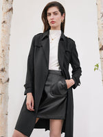 Worsted Woolen Women Trench Coat With Belt GOELIA