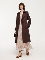 Linen Blend Women Belted Trench Coat GOELIA