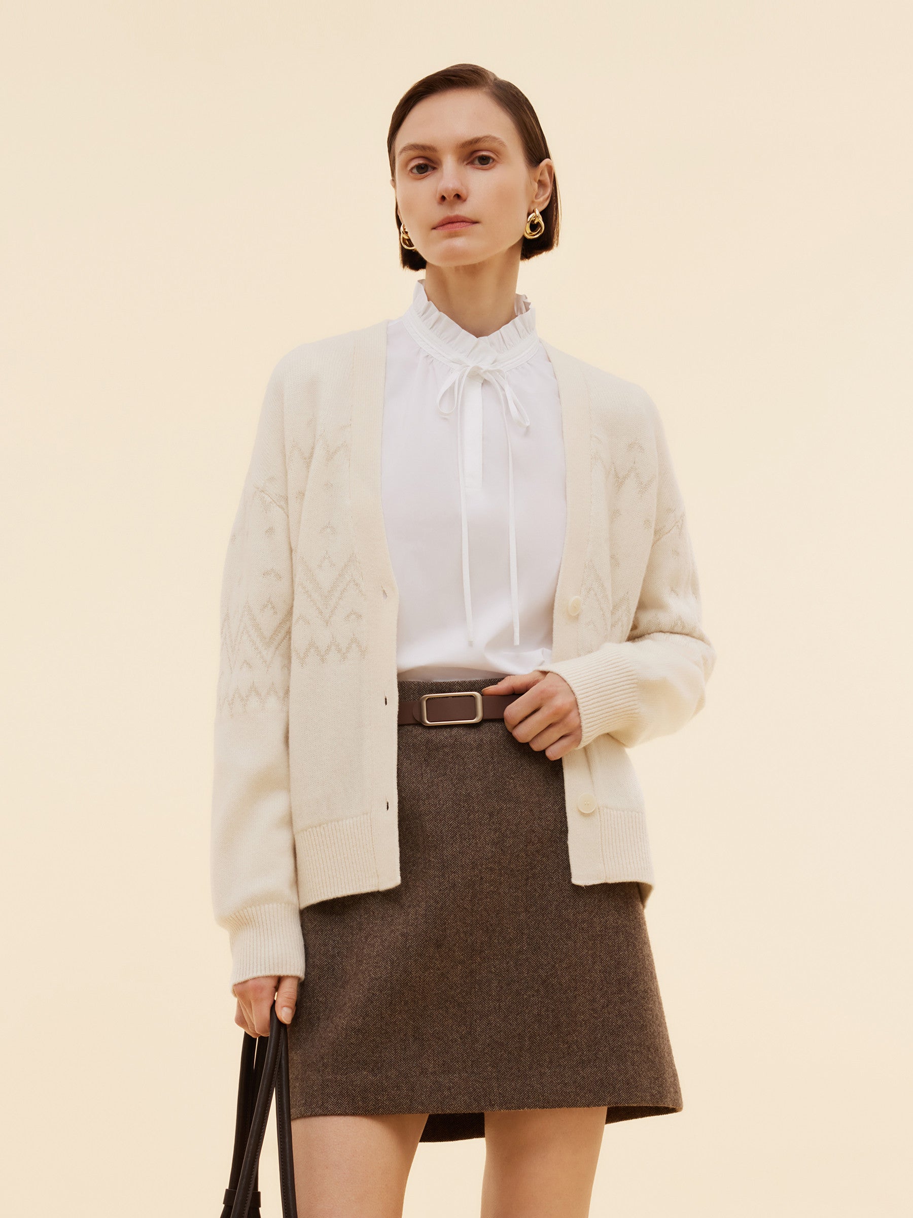 [Preview] 100% Wool Jacquard Women Cardigan GOELIA