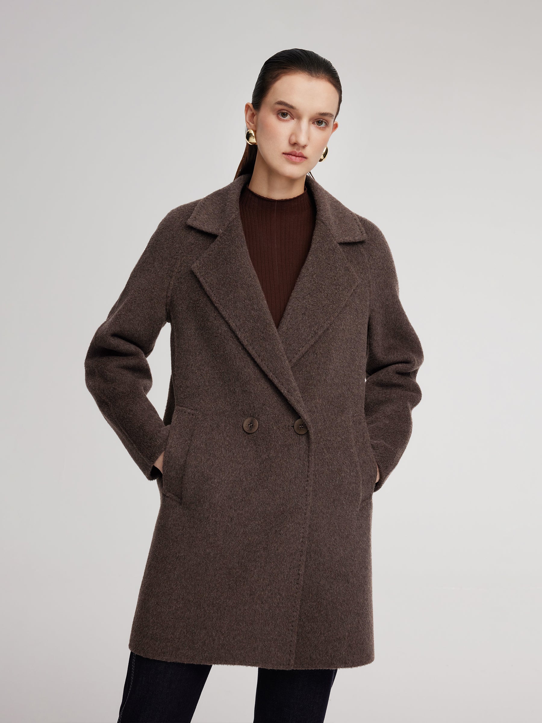 Wool Camel Hair Blend Double-Faced Women Coat GOELIA
