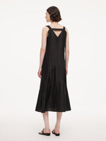 12MM Gambiered Canton Gauze Women V-Neck Sleeveless Maxi Dress GOELIA