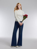 [Preview] Lyocell Wool Blend Beaded Ruffle Neck Women Knit Top GOELIA