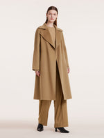 Camel Pure Cashmere Lapel Women Coat GOELIA