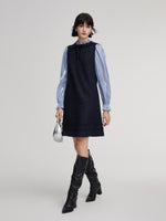 Wool Blend Tweed Sequins Faux Two-Piece Women Mini Dress GOELIA