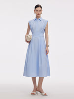 Gathered Waist Women Sleeveless Shirt Maxi Dress GOELIA