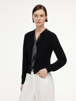 [Preview] Tencel Blend V-Neck Women Cardigan With Silk Scarf GOELIA