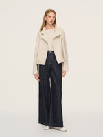 Tencel Blend Drawstring Hem Women Short Trench Coat GOELIA