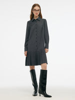 Wool Blend Knit Vest And Shirt Mini Dress Two-Piece Set With Belt GOELIA