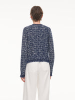 Wool Cotton Blend Frayed Trim Women Cardigan GOELIA