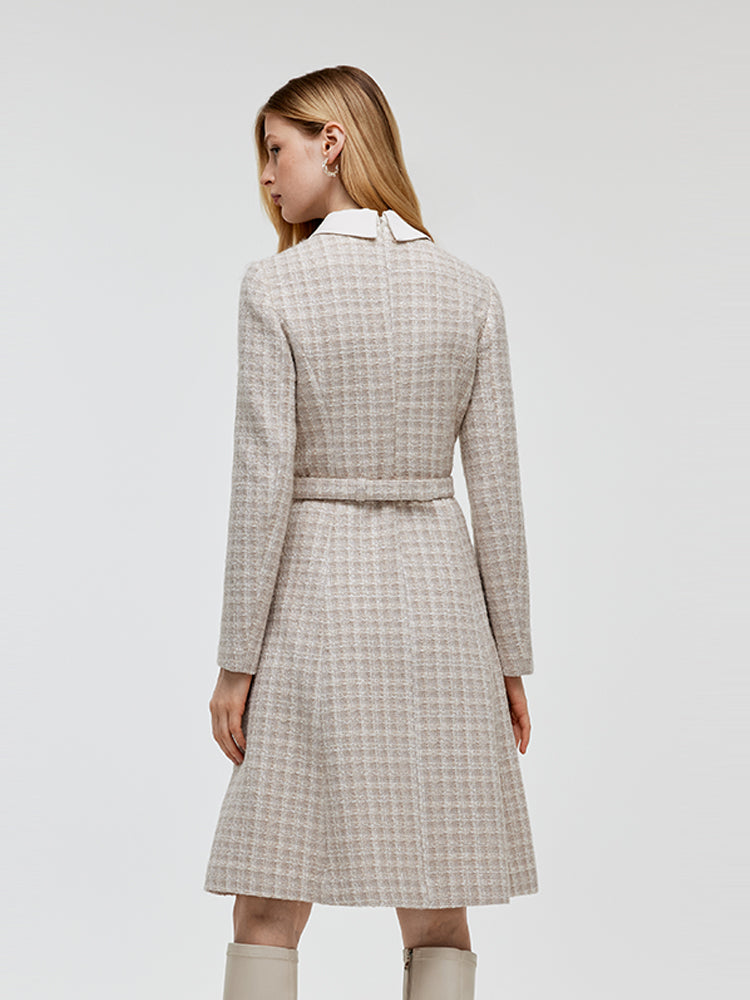 Knitted Patchwork Belt Midi Dress