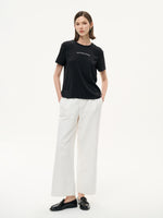 22MM Mulberry Silk Tencel Blend Women Letter Print T-Shirt GOELIA