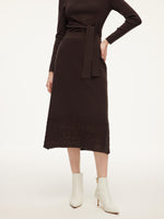 Tencel Wool Blend Tie Front Knit Top And Crochet Skirt Two-Piece Set GOELIA
