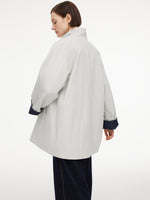 Cotton Blend Relaxed A-Line Women Mid Length Trench Coat GOELIA