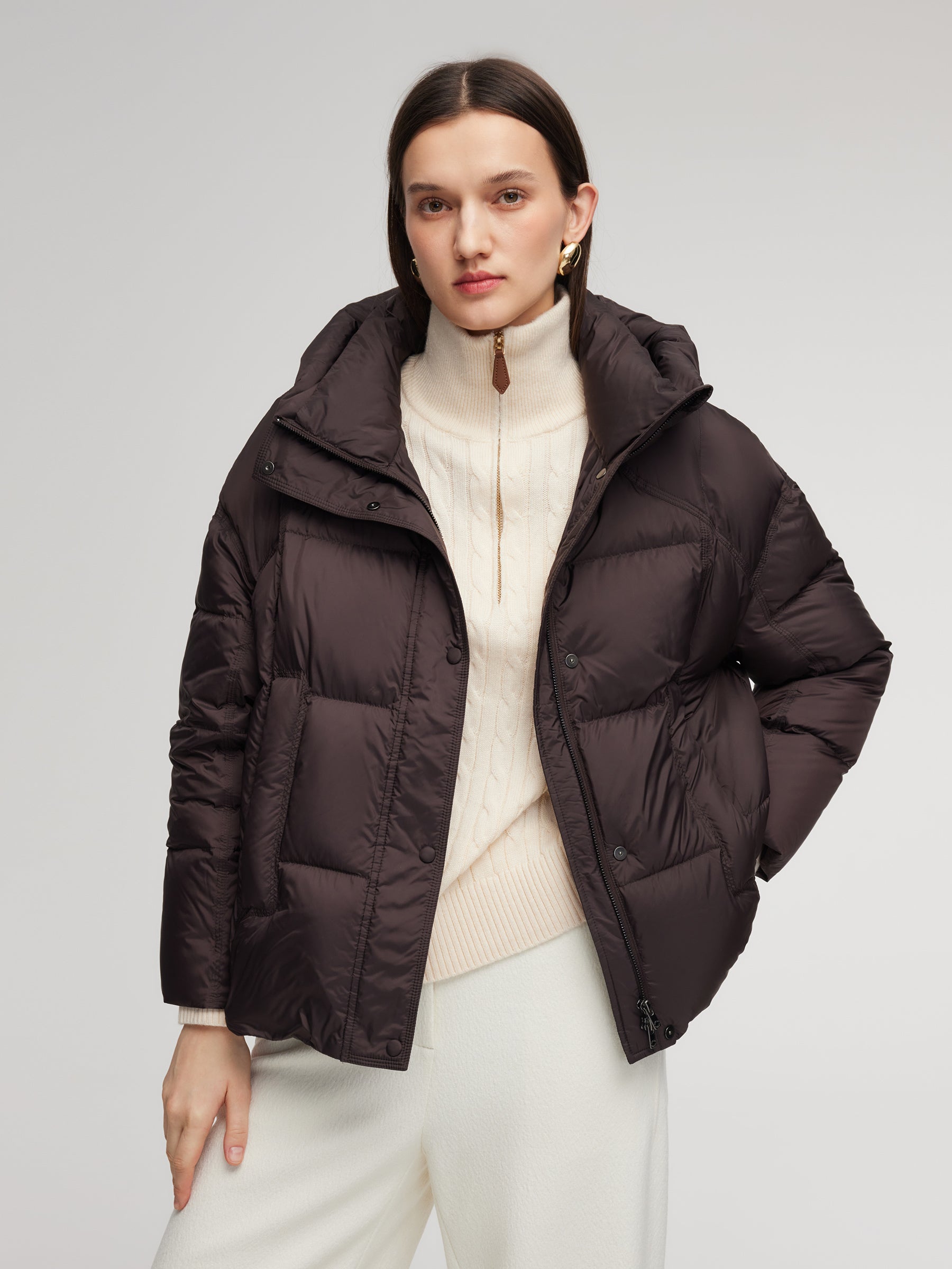 [Preview] Windproof Zip-Up Hooded Goose Down Jacket GOELIA