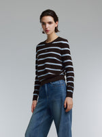 Tencel Wool Blend Stripe Women Knit Top GOELIA