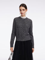 Mohair Wool Blend Sequins Women Cardigan GOELIA