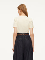 Cotton Side Twist Women T-Shirt With Detachable Beaded Chain GOELIA