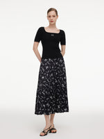 [Preview] Lyocell Blend Bowknot Embroidered Women Square Neck Knit Top GOELIA