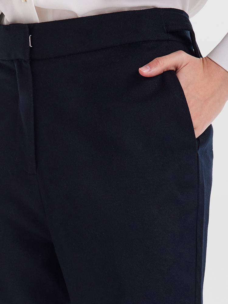 Black Woolen Bootcut Trousers Full Length Pants GOELIA