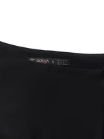 Acetate Asymmetric Neck Slit Twist Waist Women Midi Dress GOELIA