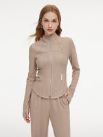 [Preview] Double-Brushed Stretch Zip Jacket And Pants Two-Piece Set GOELIA
