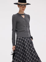 Cut Out V-Neck Long Sleeve Women Knit Top GOELIA