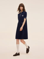 Tencel Blend Women Knit Mini Dress With Detachable Sailor Collar GOELIA
