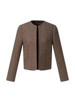 Washable Wool Round Neck Straight Fit Women Jacket GOELIA