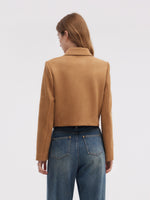 Faux Suede Women Single Breasted Crop Jacket GOELIA