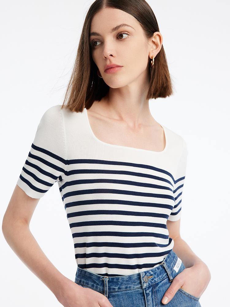 Striped Skinny Women Knit Top GOELIA