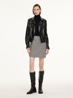 Black And White Houndstooth Women A-Line Skirt With Belt GOELIA