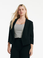 Triacetate 3/4 Sleeves Women Crop Blazer GOELIA