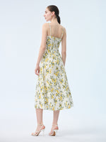 Cotton Lemon Print Strap Dress And Cardigan Two-Piece Set GOELIA