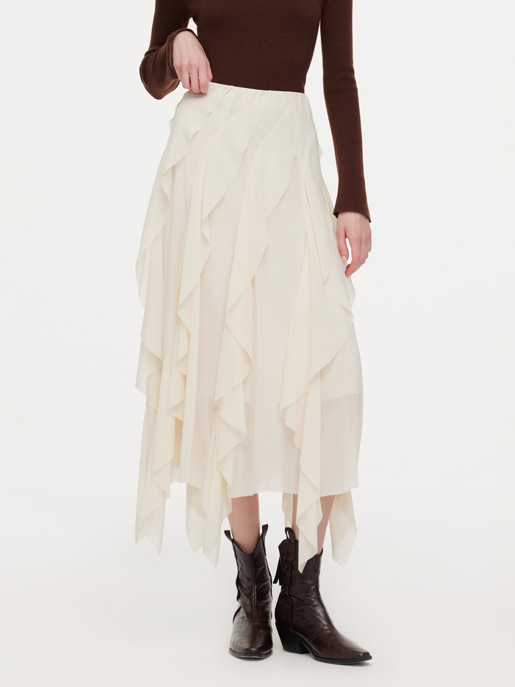 Cascading Ruffle Asymmetrical Women Skirt GOELIA