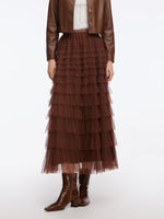 A-Line Mesh Ruffle Tiered Women Skirt GOELIA