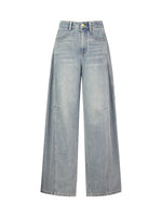 100% Cotton Denim Women Curved-Leg Jeans GOELIA