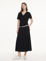 Modal Tie Front Stretch Knit Top And Skirt Two-Piece Set GOELIA