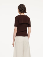 Lyocell Blend Round Neck Women Knit Top With Detachable Sailor Collar GOELIA