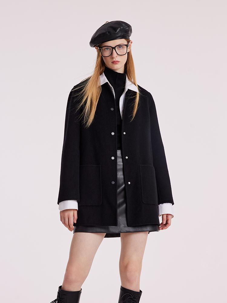 Tencel Wool Double-Faced Women Coat With Belt GOELIA