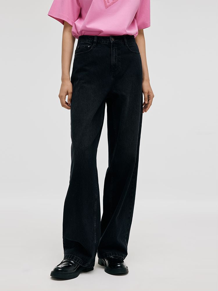 Glitter High-Waisted Straight Women Jeans GOELIA
