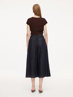 100% Cotton Denim Women Culottes With Belt GOELIA