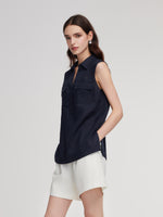 100% Linen Sleeveless Women Shirt GOELIA